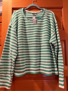 Gap Striped Green & White Women's Sweater